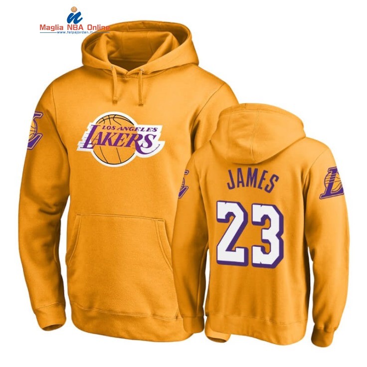 Felpe Con Cappuccio Los Angeles Lakers #23 LeBron James Oro 2020 Acquista