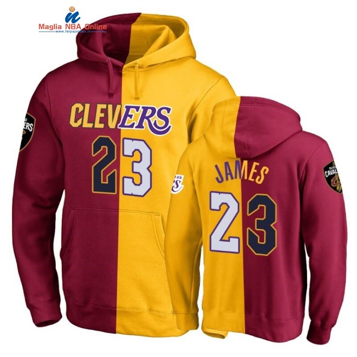 Felpe Con Cappuccio Los Angeles Lakers #23 LeBron James Rosso Oro Acquista