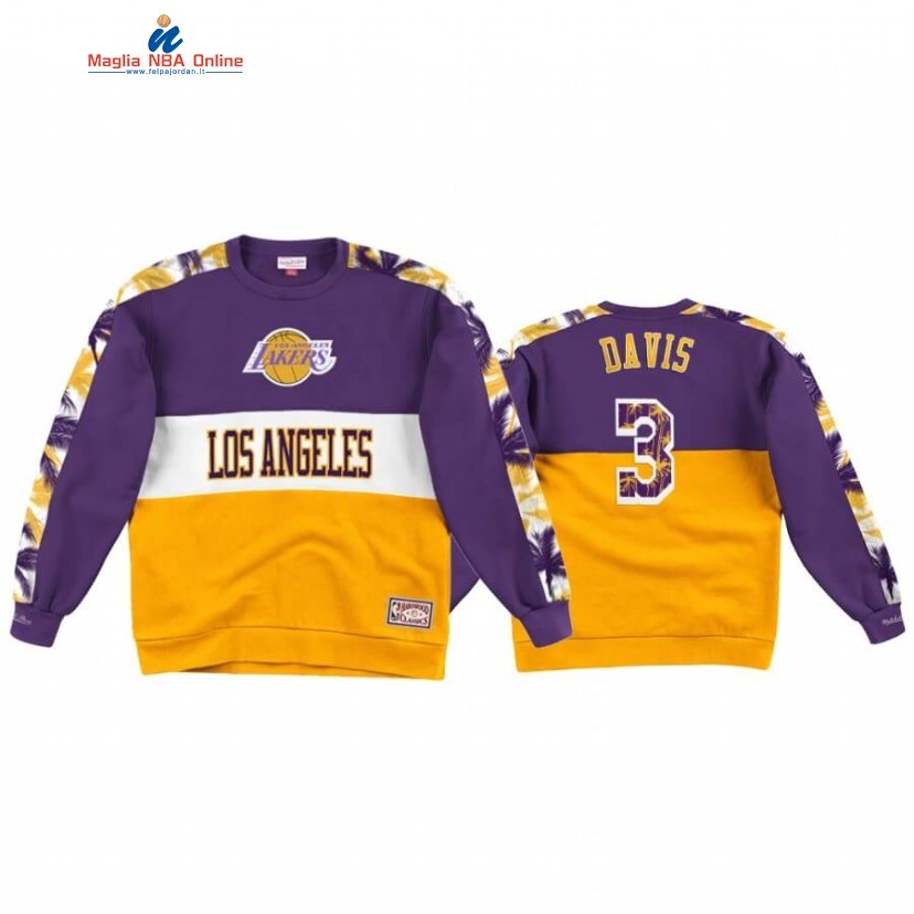 Felpe Con Cappuccio Los Angeles Lakers #3 Anthony Davis Oro Porpora Acquista