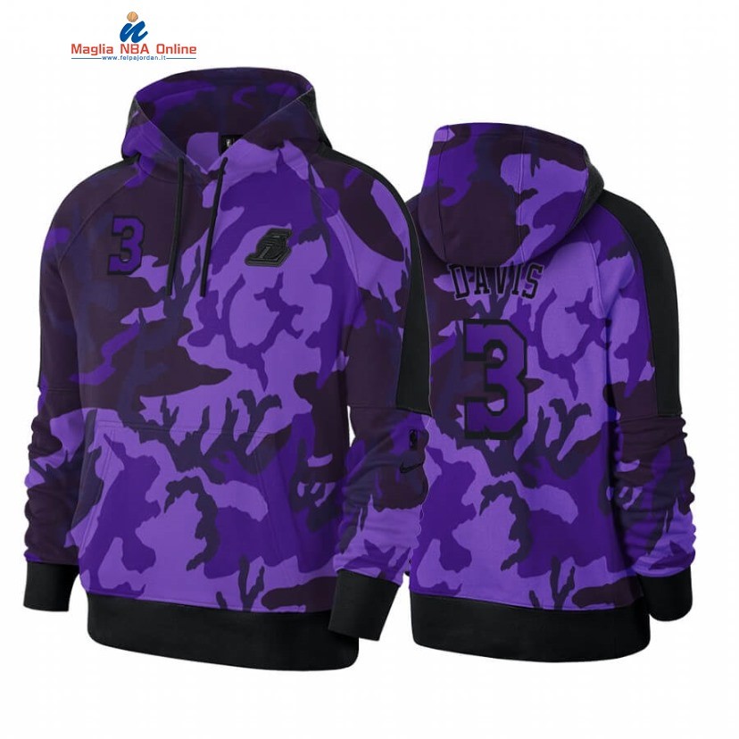 Felpe Con Cappuccio Los Angeles Lakers #3 Anthony Davis Porpora Camouflage Acquista