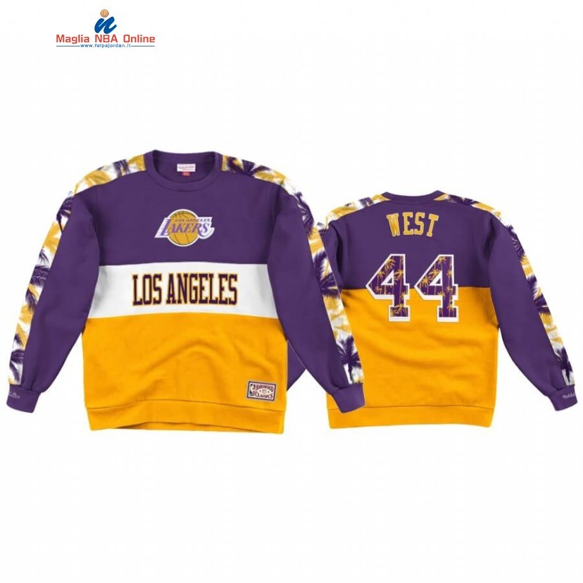 Felpe Con Cappuccio Los Angeles Lakers #44 Jerry West Oro Porpora Acquista