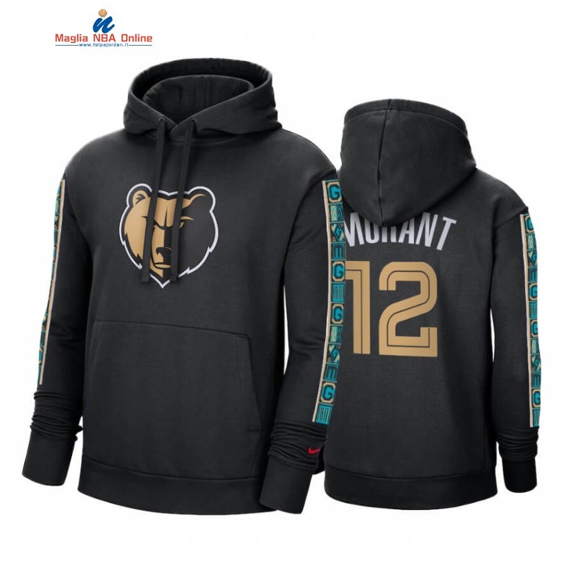 Felpe Con Cappuccio Memphis Grizzlies #12 Ja Morant Nero Throwback 2020-21 Acquista