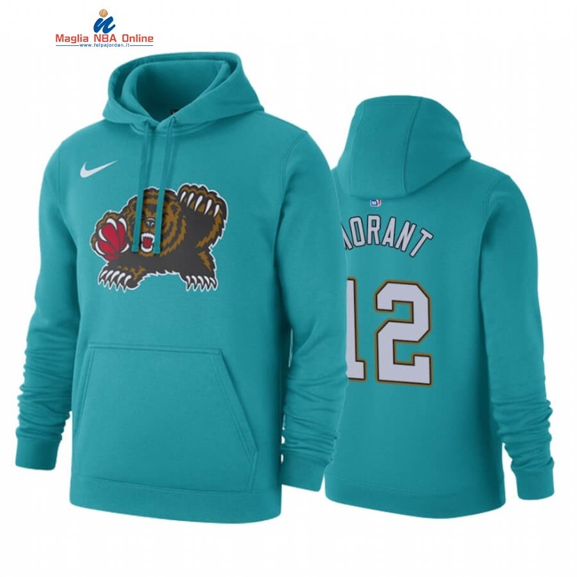 Felpe Con Cappuccio Memphis Grizzlies #12 Ja Morant Teal Hardwood Classics Acquista