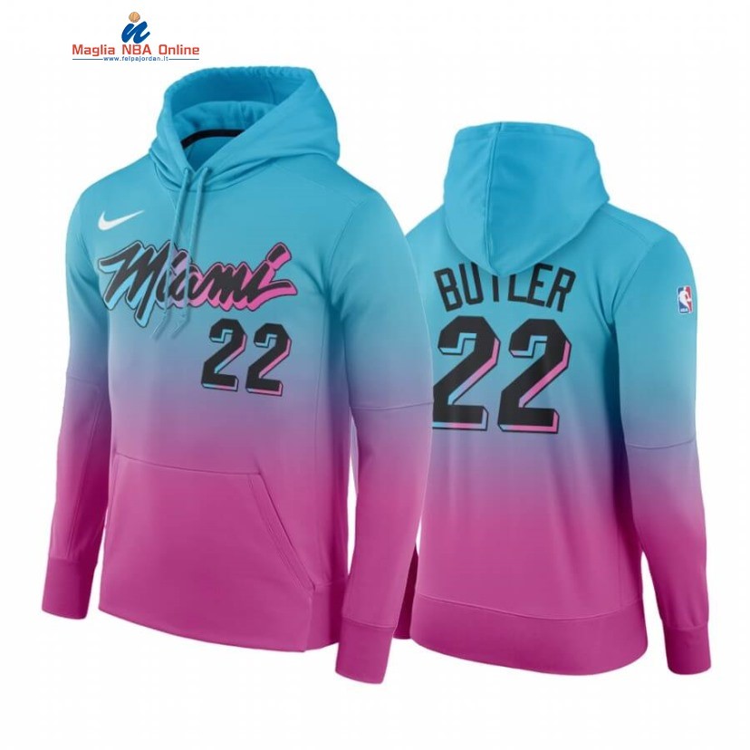 Felpe Con Cappuccio Miami Heat #22 Jimmy Butler Blu Rosa Città 2020-21 Acquista