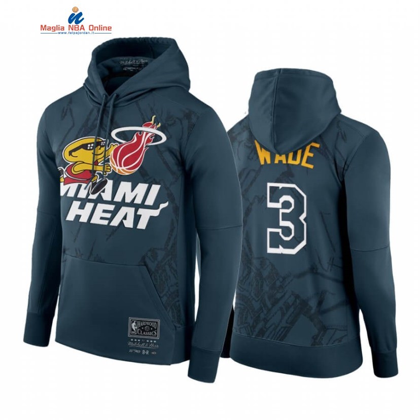 Felpe Con Cappuccio Miami Heat #3 Dwyane Wade Grigio Verde Hardwood Classics Acquista