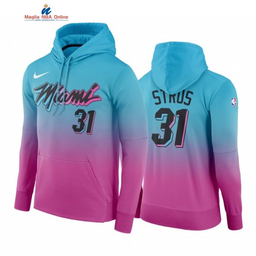 Felpe Con Cappuccio Miami Heat #31 Max Strus Blu Rosa Città 2020-21 Acquista