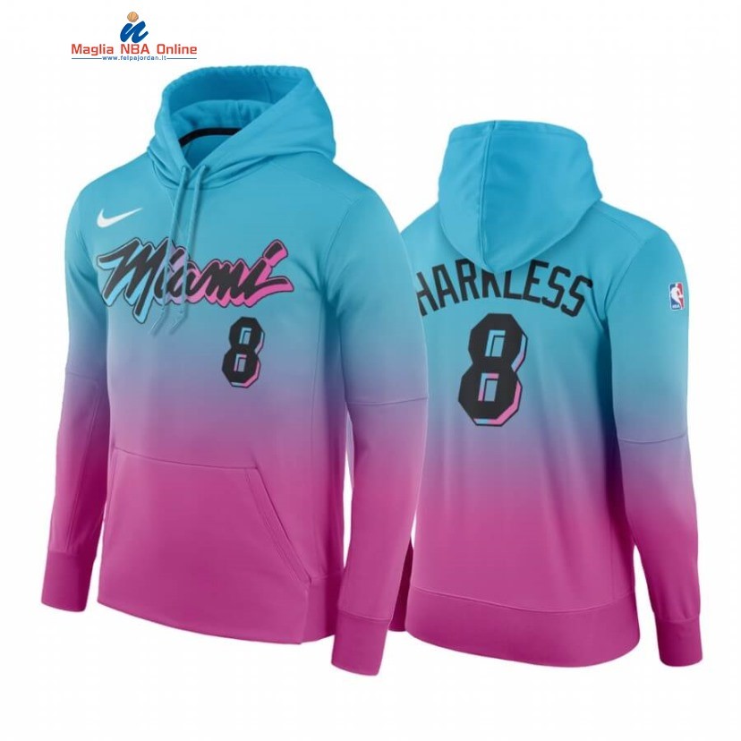 Felpe Con Cappuccio Miami Heat #8 Maurice Harkless Blu Rosa Città 2020-21 Acquista