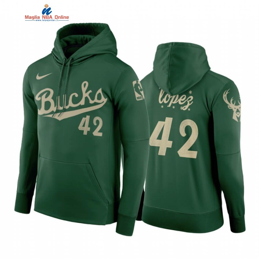 Felpe Con Cappuccio Milwaukee Bucks #42 Robin Lopez Christmas Day Verde 2020 Acquista