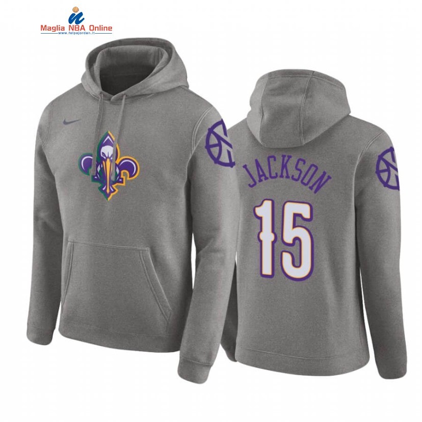 Felpe Con Cappuccio New Orleans Pelicans #15 Frank Jackson Grigio Città 2019-20 Acquista