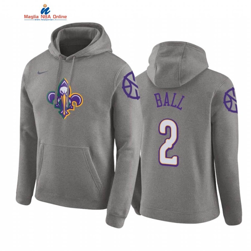 Felpe Con Cappuccio New Orleans Pelicans #2 Lonzo Ball Grigio Città 2019-20 Acquista