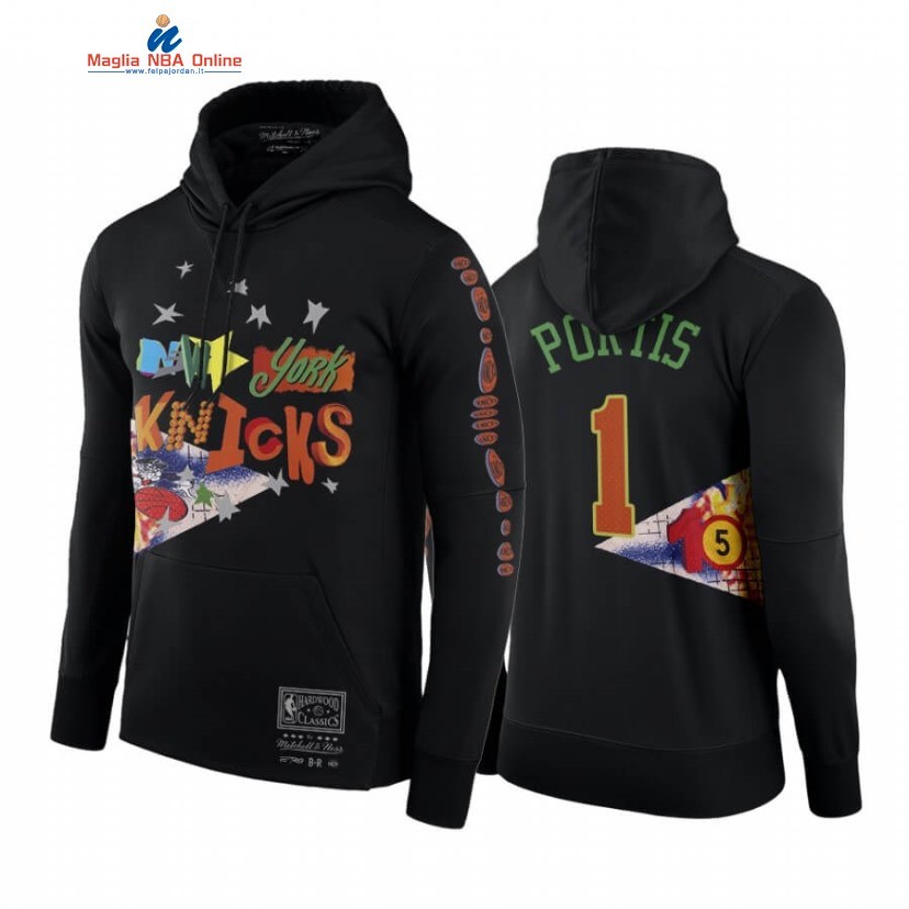 Felpe Con Cappuccio New York Knicks #1 Bobby Portis Nero Hardwood Classics Acquista