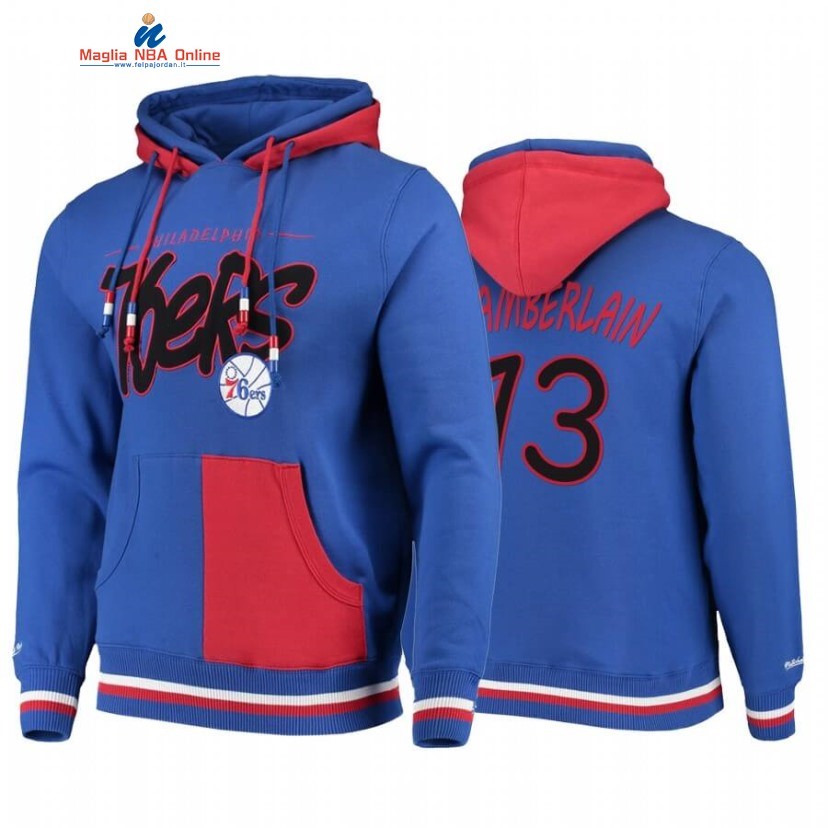 Felpe Con Cappuccio Philadelphia 76ers #13 Wilt Chamberlain Blu Rosso Hardwood Classics Acquista