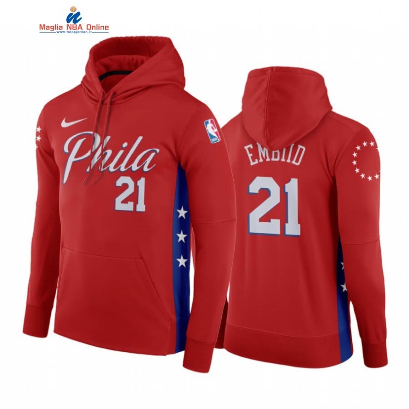 Felpe Con Cappuccio Philadelphia 76ers #21 Joel Embiid Rosso Statement 2019-20 Acquista