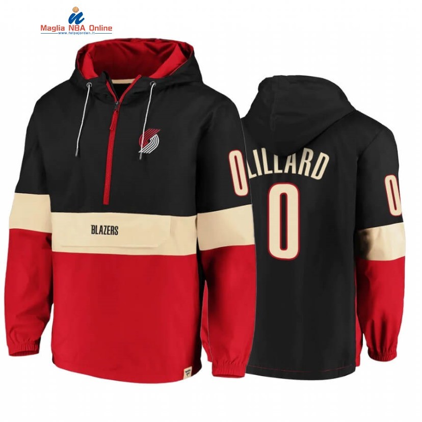 Felpe Con Cappuccio Portland Trail Blazers #0 Damian Lillard Nero Rosso 2020 Acquista