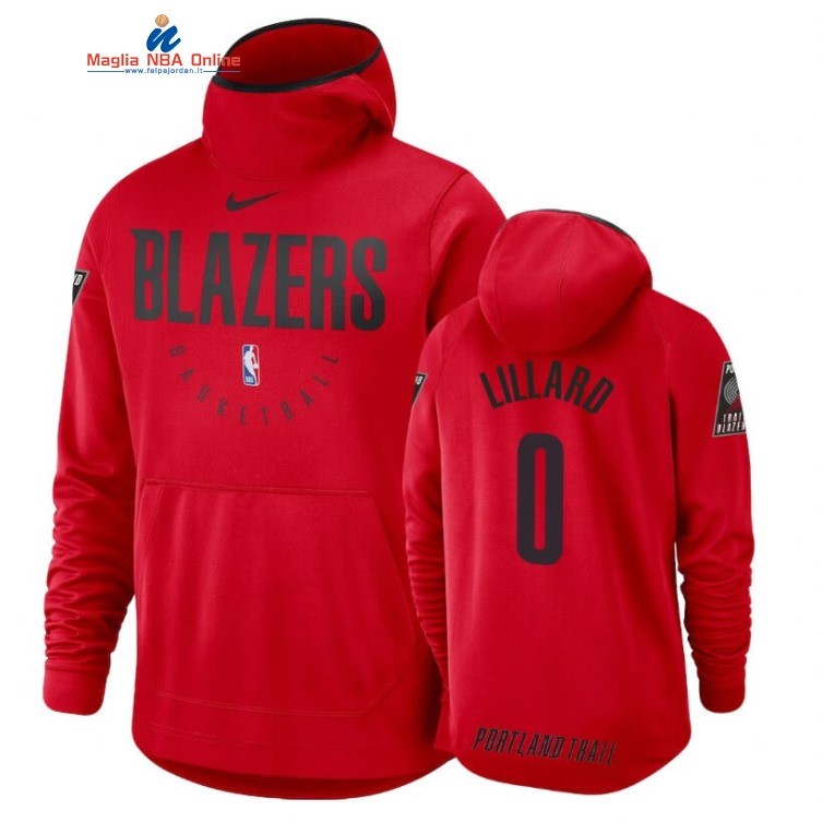 Felpe Con Cappuccio Portland Trail Blazers #0 Damian Lillard Rosso 2020 Acquista