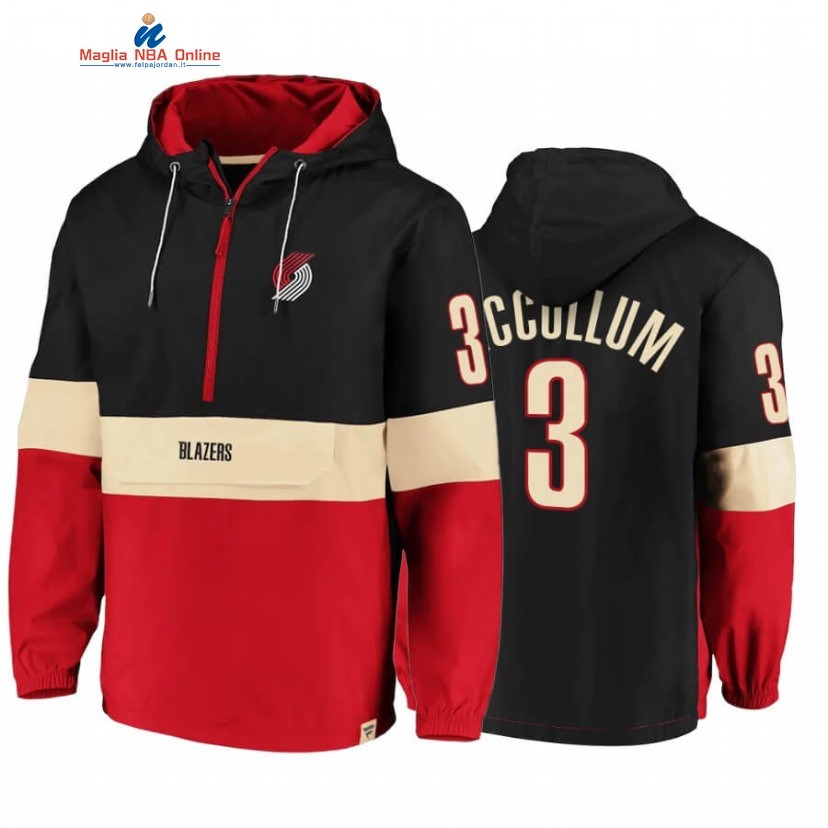 Felpe Con Cappuccio Portland Trail Blazers #3 C.J. McCollum Nero Rosso 2020 Acquista