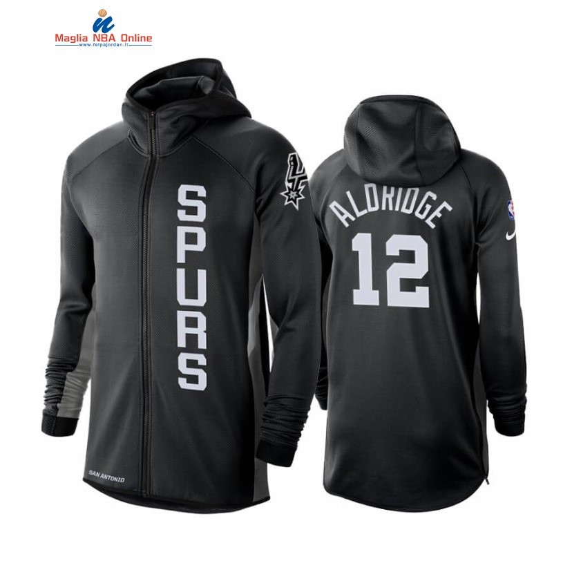 Felpe Con Cappuccio San Antonio Spurs #12 LaMarcus Aldridge Nero Earned Edition 2019-20 Acquista