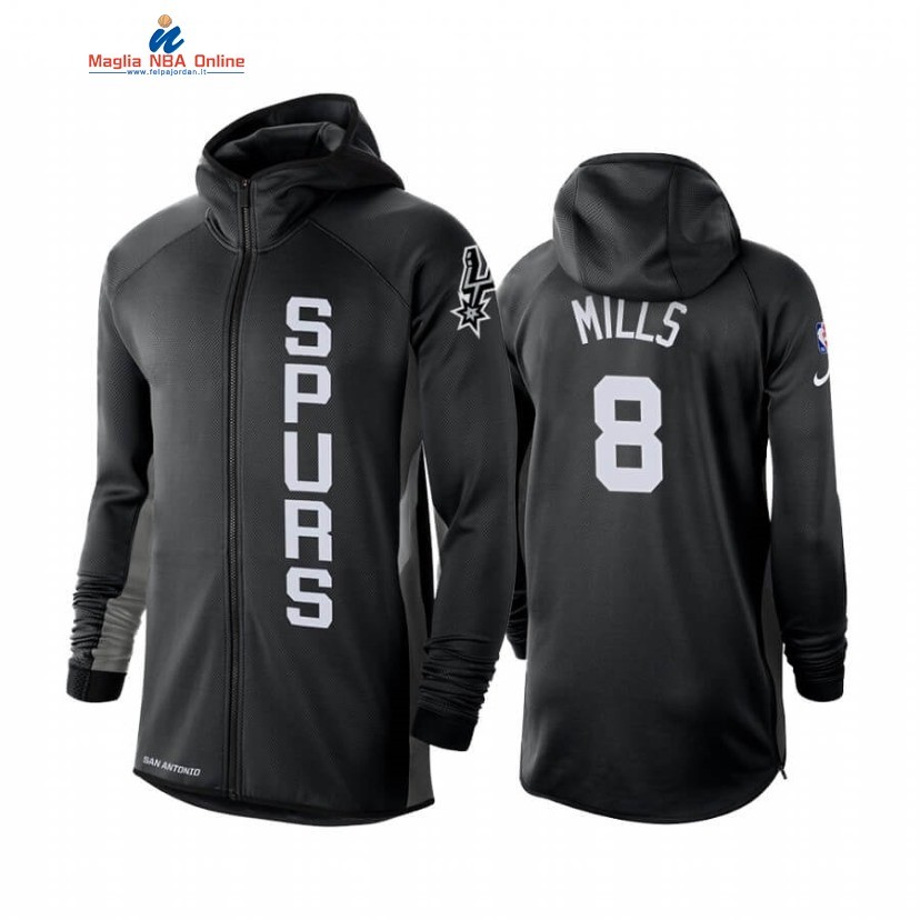 Felpe Con Cappuccio San Antonio Spurs #8 Patty Mills Nero Earned Edition 2019-20 Acquista