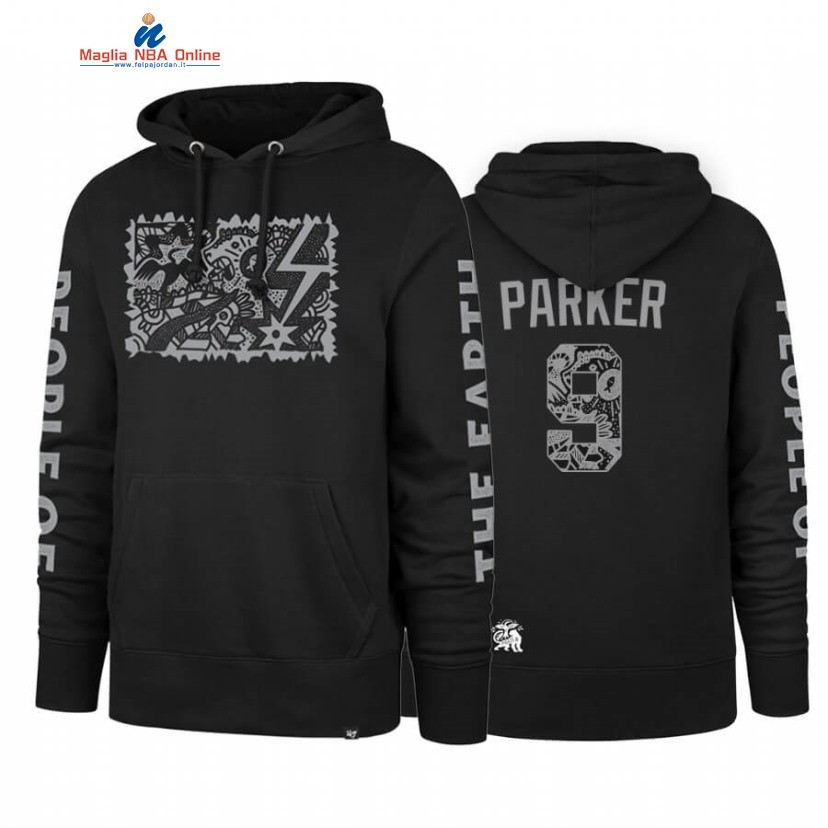 Felpe Con Cappuccio San Antonio Spurs #9 Tony Parker Spurs X Patty Mills X Tap Pilam Nero Acquista