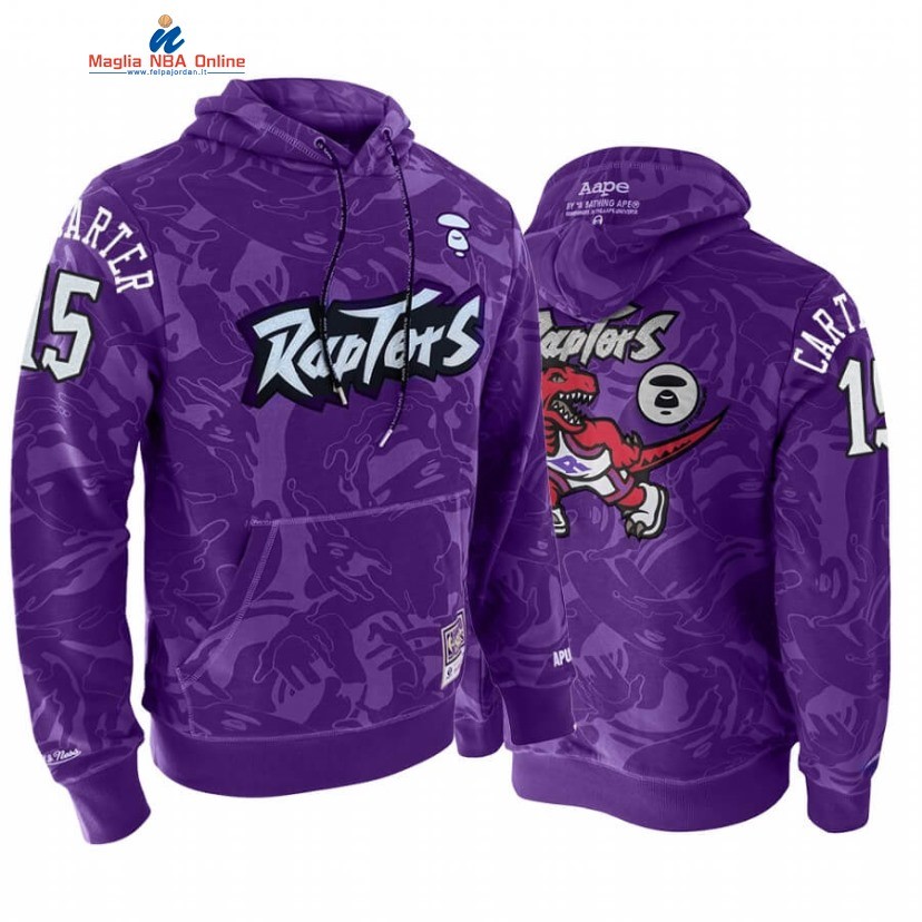 Felpe Con Cappuccio Toronto Raptors #15 Vince Carter AAPE x M&N Porpora Acquista