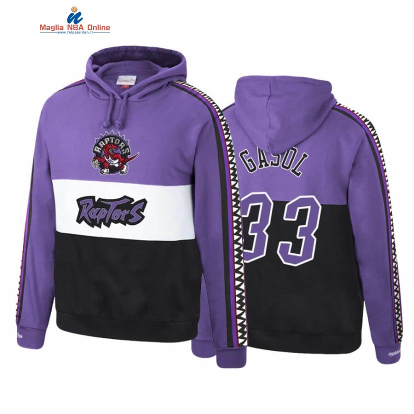 Felpe Con Cappuccio Toronto Raptors #33 Marc Gasol Porpora Nero Hardwood Classics Acquista