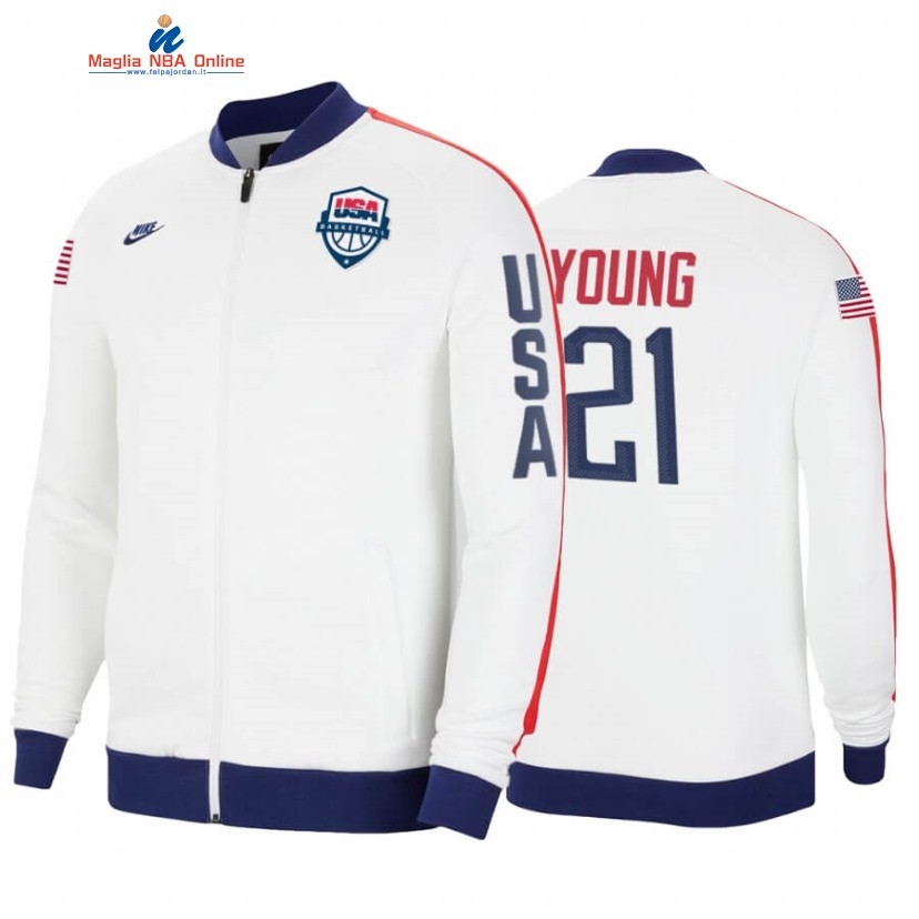 Giacca NBA Chicago Bulls #21 Thaddeus Young 2020 Tokyo Olympics Bianco Acquista