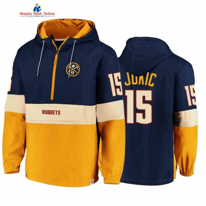 Giacca NBA Denver Nuggets #15 Nikola Jokic Marino Oro Acquista