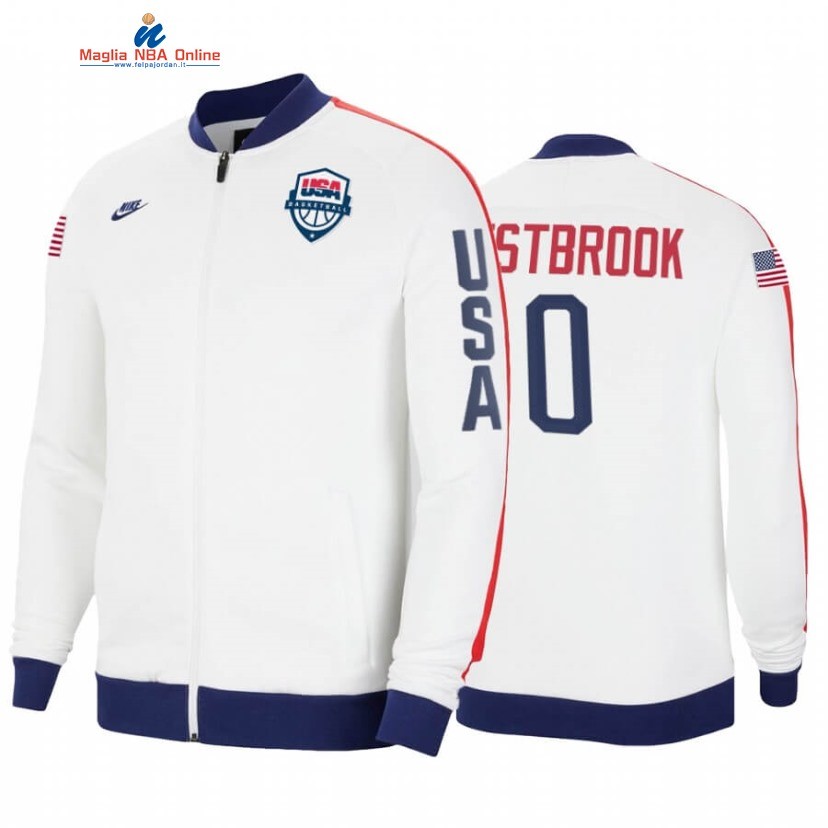 Giacca NBA Houston Rockets #0 Russell Westbrook 2020 Tokyo Olympics Bianco Acquista