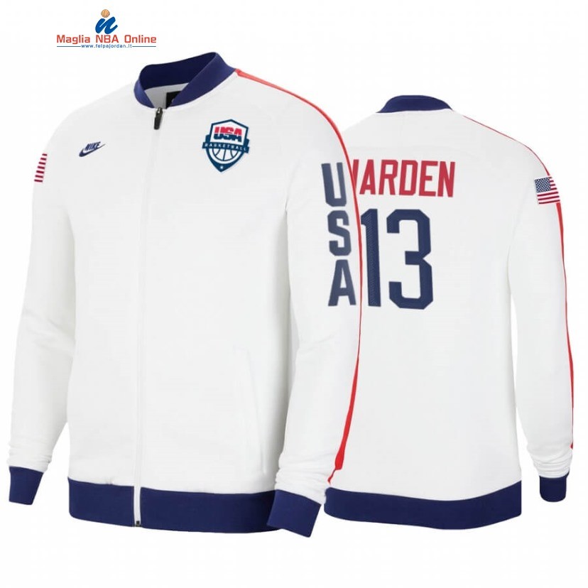 Giacca NBA Houston Rockets #13 James Harden 2020 Tokyo Olympics Bianco Acquista