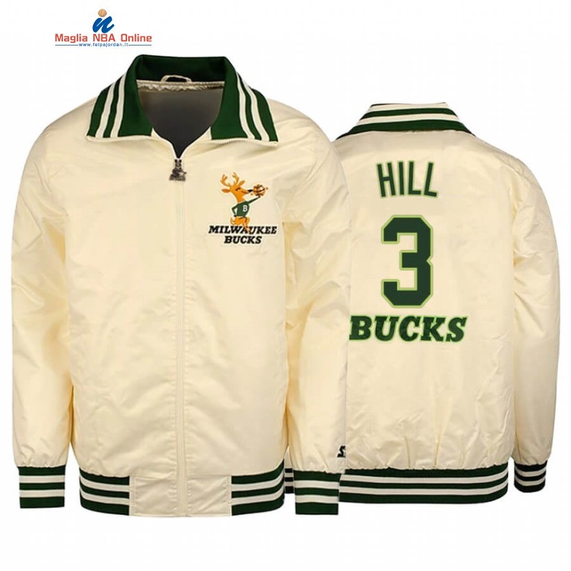 Giacca NBA Milwaukee Bucks #3 George Hill Crema Hardwood Classics 2020 Acquista