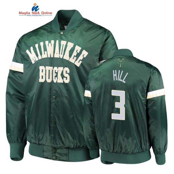 Giacca NBA Milwaukee Bucks #3 George Hill Verde Crema 2020 Acquista