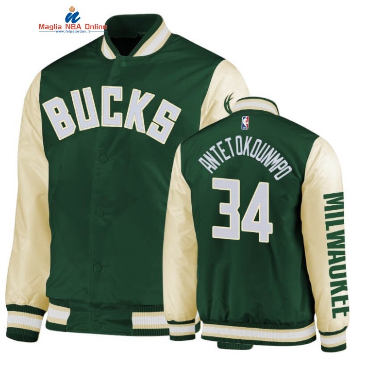 Giacca NBA Milwaukee Bucks #34 Giannis Antetokounmpo Verde 2020 Acquista