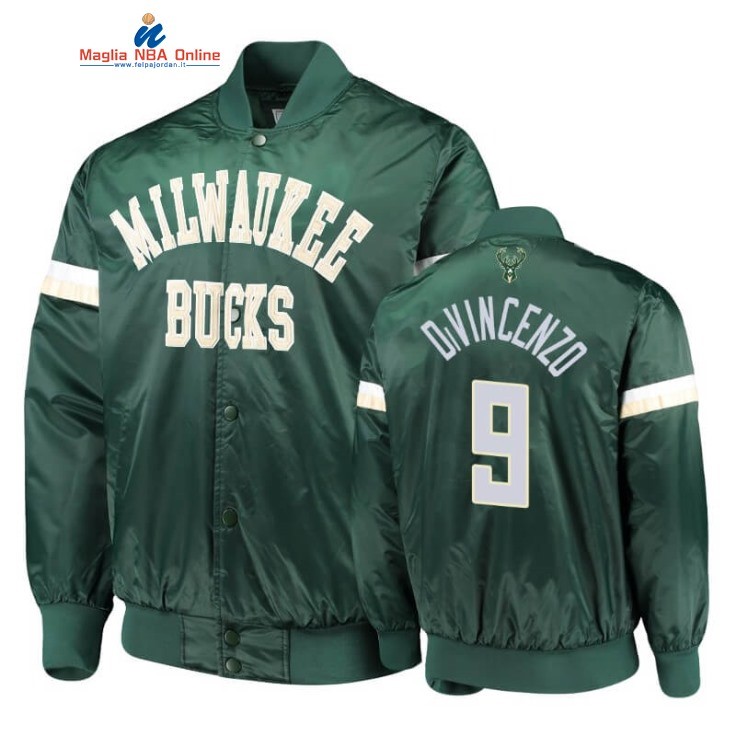 Giacca NBA Milwaukee Bucks #9 Donte DiVincenzo Verde Crema 2020 Acquista