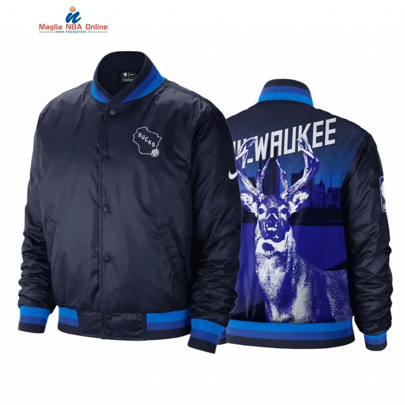 Giacca NBA Milwaukee Bucks Blu Città 2020-21 Acquista