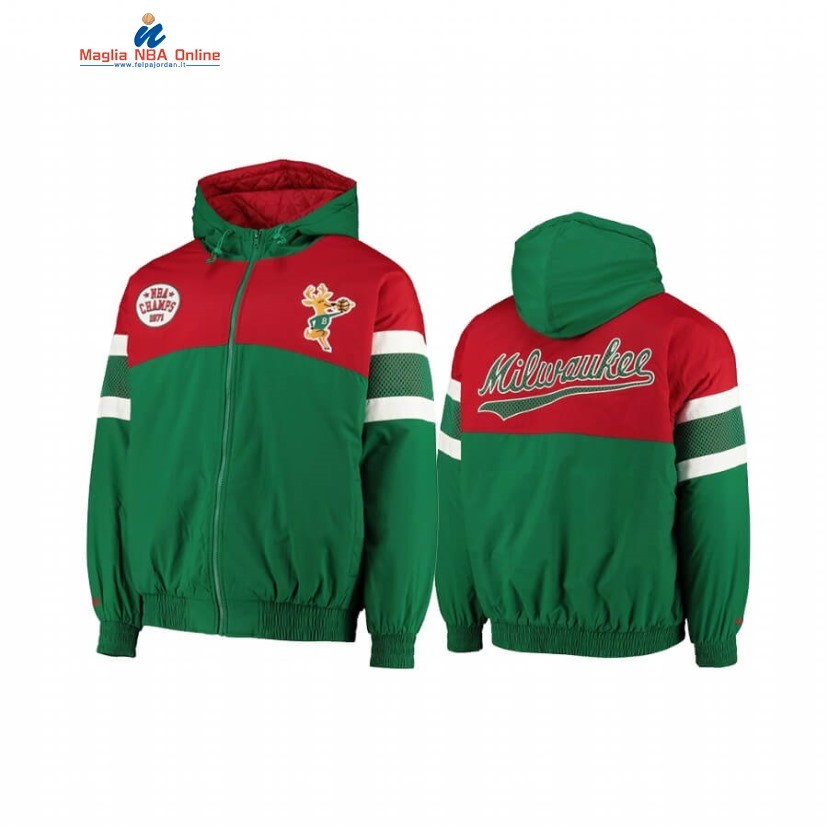 Giacca NBA Milwaukee Bucks Verde Rosso Hardwood Classics 1971 Acquista