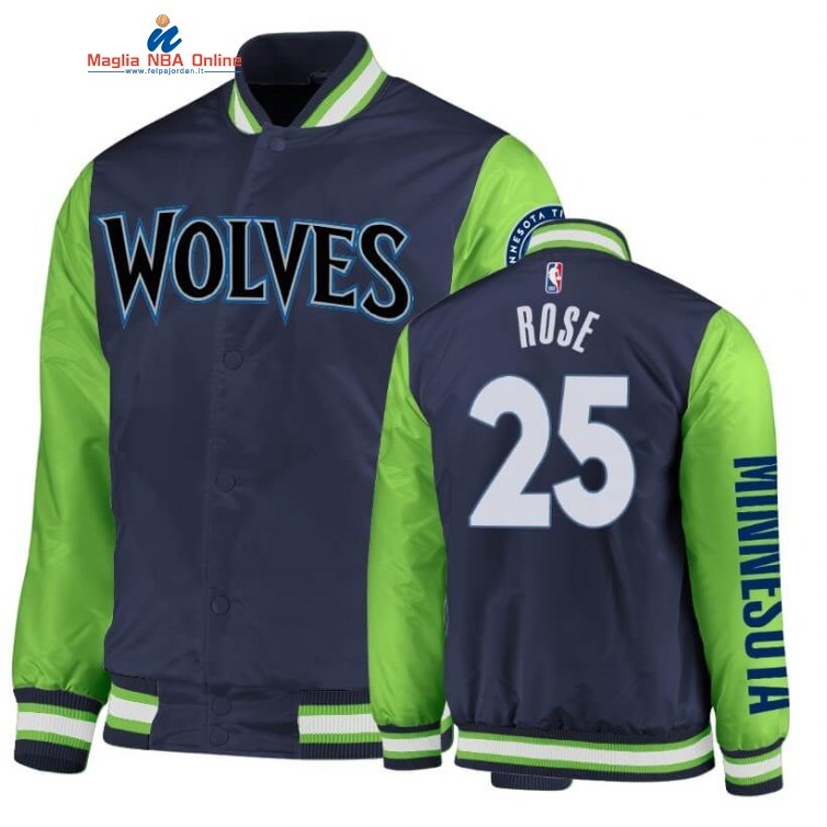 Giacca NBA Minnesota Timberwolves #25 Derrick Rose Marino Verde 2020 Acquista