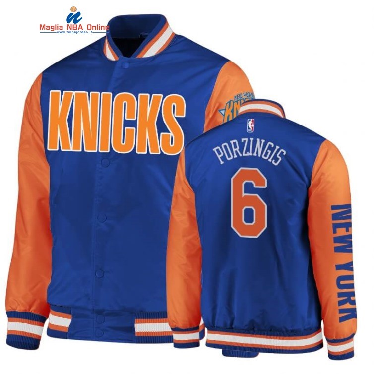Giacca NBA New York Knicks #6 Kristaps Porzingis Blu 2020 Acquista