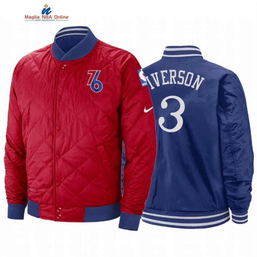 Giacca NBA Philadelphia 76ers #3 Allen Iverson Rosso Città 2020-21 Acquista