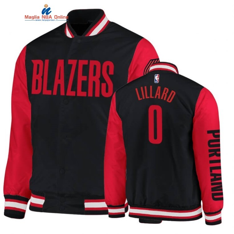 Giacca NBA Portland Trail Blazers #0 Damian Lillard Nero Rosso 2020-21 Acquista