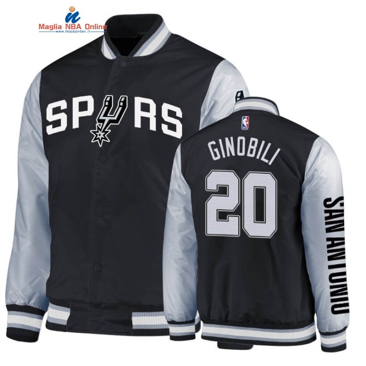 Giacca NBA San Antonio Spurs #20 Manu Ginobili Nero Bianco 2020 Acquista