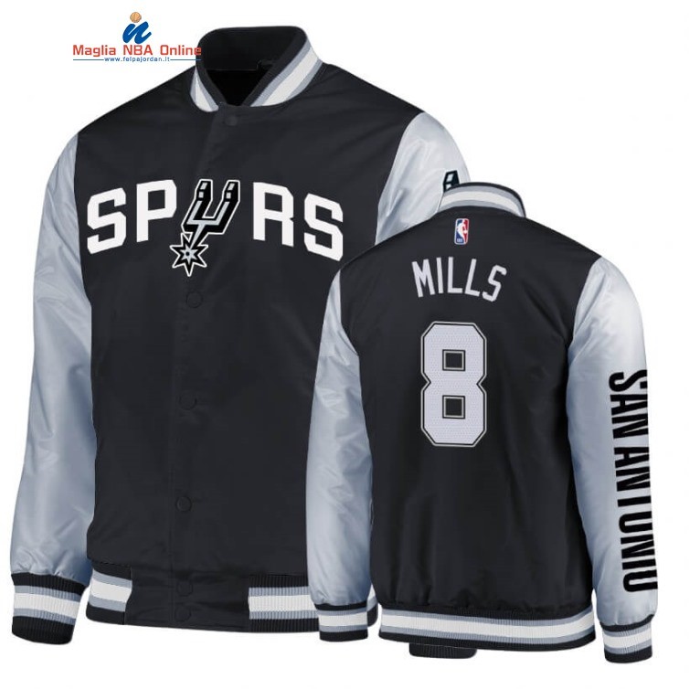 Giacca NBA San Antonio Spurs #8 Patty Mills Nero Bianco 2020 Acquista
