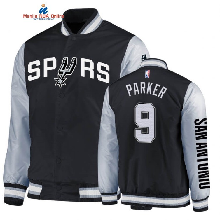 Giacca NBA San Antonio Spurs #9 Tony Parker Nero Bianco 2020 Acquista