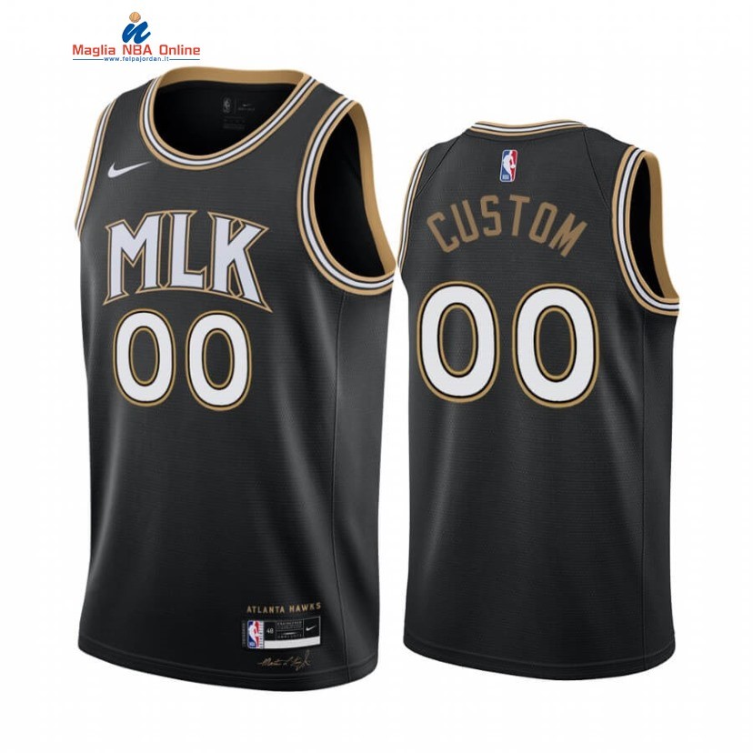 Maglia NBA Atlanta Hawks #00 Personalizzate MLK Nero Città 2020-21 Acquista