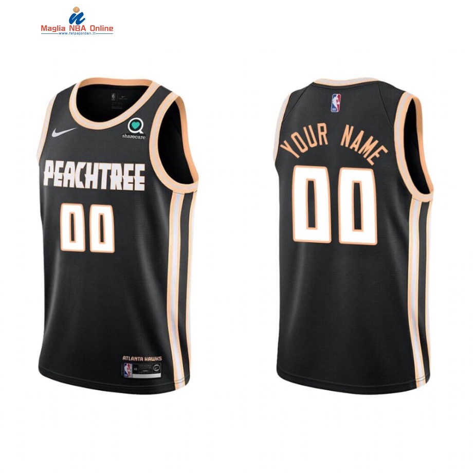 Maglia NBA Atlanta Hawks #00 Personalizzate Nero Città 2019-20 Acquista