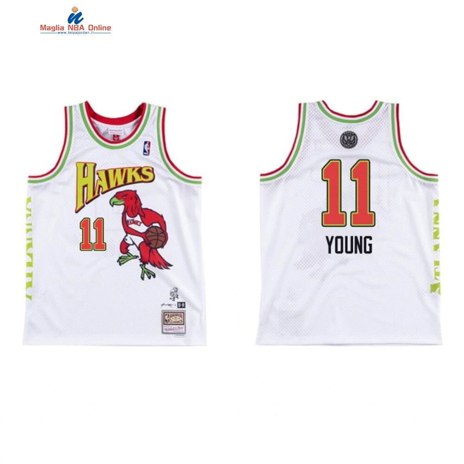 Maglia NBA Atlanta Hawks #11 Trae Young BR Remix Bianco Hardwood Classics Acquista