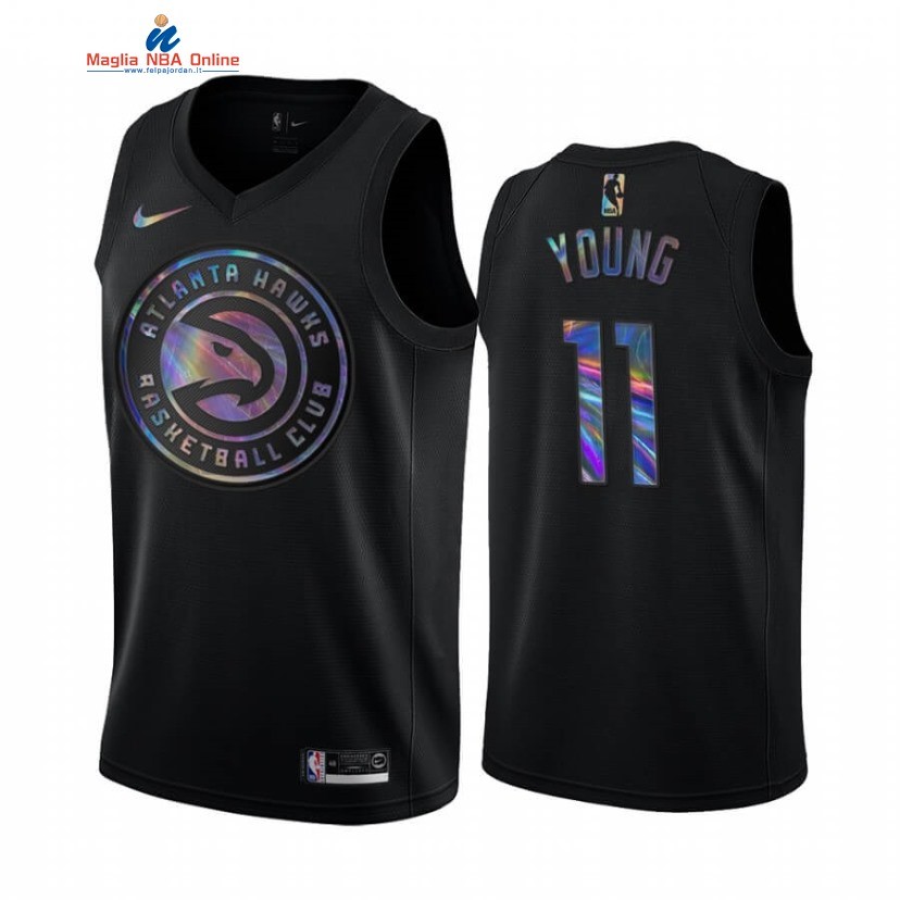 Maglia NBA Atlanta Hawks #11 Trae Young Nero Hardwood Classics Acquista