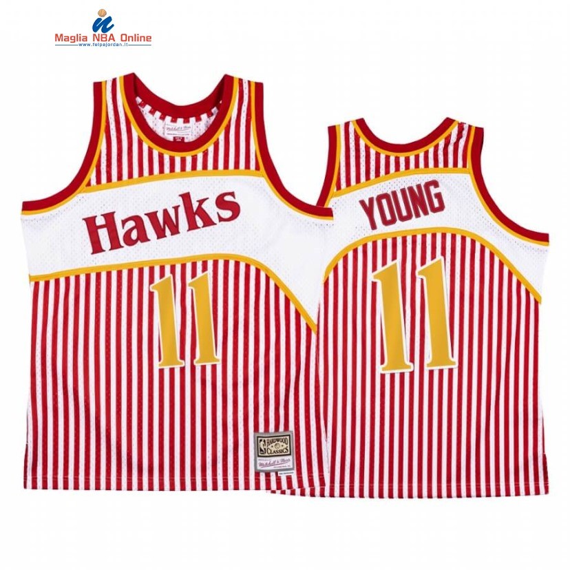 Maglia NBA Atlanta Hawks #11 Trae Young Rosso Hardwood Classics Acquista