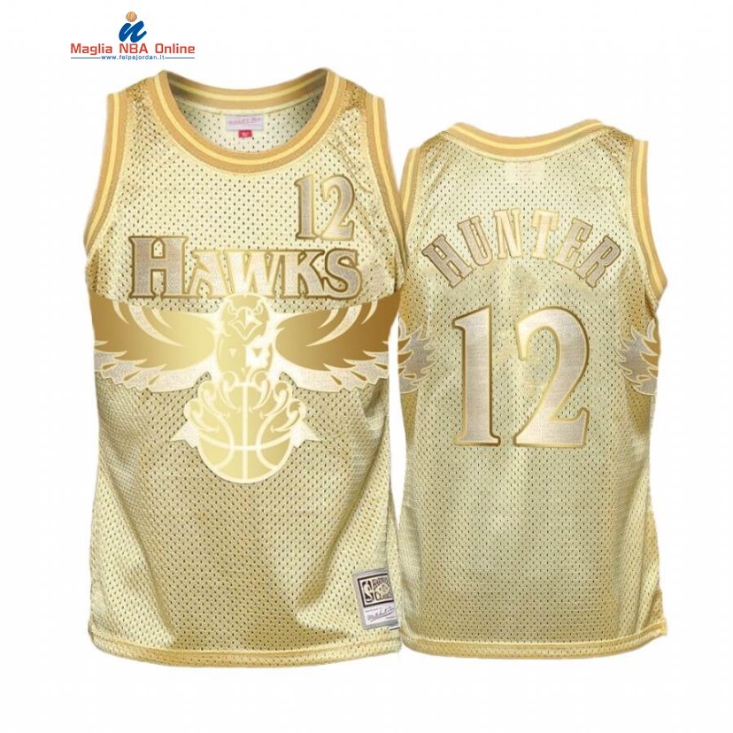 Maglia NBA Atlanta Hawks #12 De'andre Hunter Oro Hardwood Classics Acquista