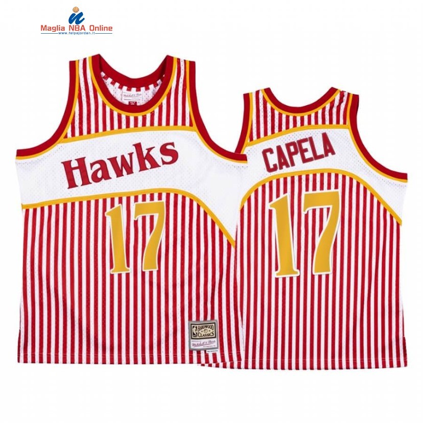 Maglia NBA Atlanta Hawks #17 Clint Capela Rosso Hardwood Classics Acquista