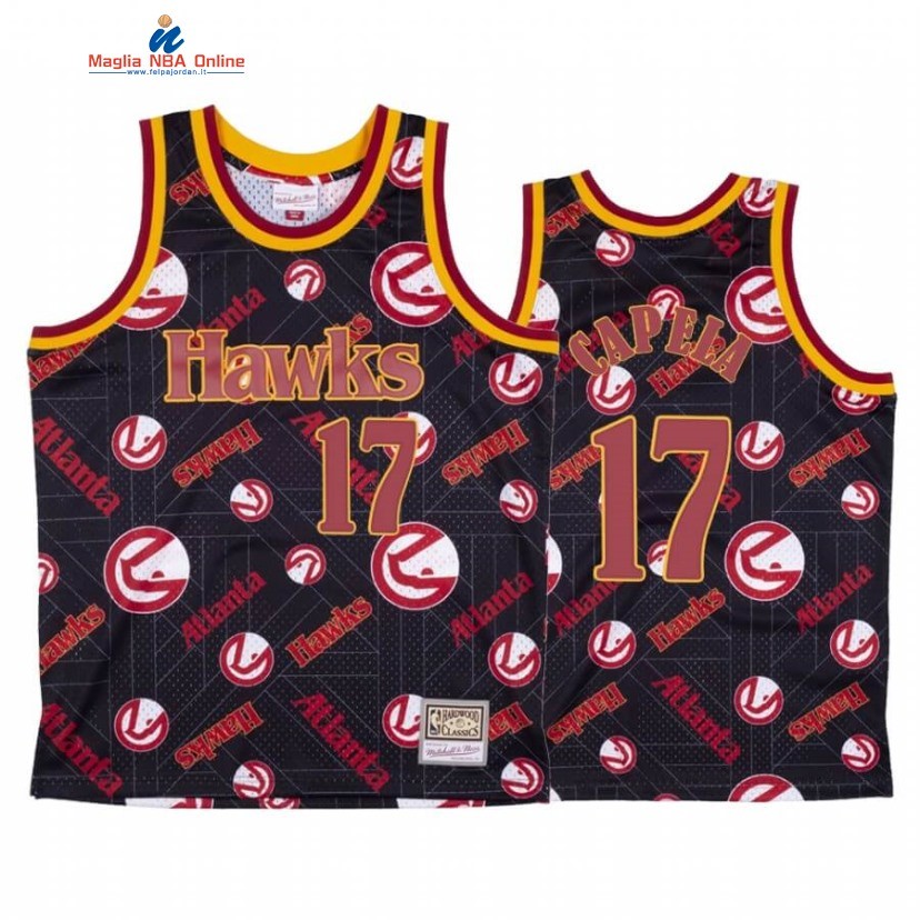 Maglia NBA Atlanta Hawks #17 Clint Capela Tear Up Pack Rosso Hardwood Classics Acquista